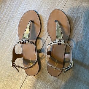 Halogen real calf hair sandals